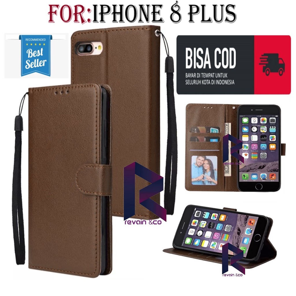 FLIP COVER IPHONE 8 PLUS CASING FLIP WALLET LEATHER KULIT PREMIUM SARUNG BUKA TUTUP FLIP CASE IPHONE 8 PLUS