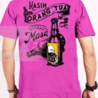  Kaos  distro  orang  tua  untuk pria wanita  warna pink size M 