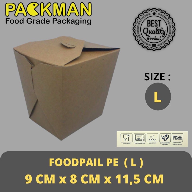

FOOD PAIL L / FOODPAIL RICE BOX SIZE L / PAPER LUNCHBOX / NOODLEBOX KRAFT - LAMINASI PE