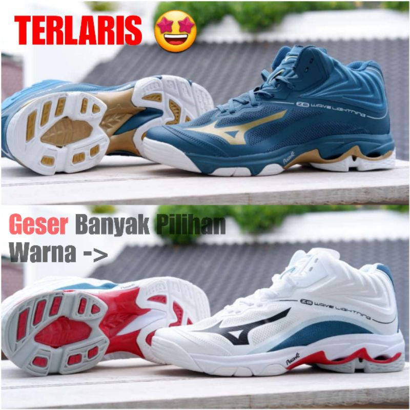 Sepatu Volly Mizuno Wave Lightning Z6 Mid Wlz 6 Mid Premium - Sepatu Voli Lari Badminton Mizuno Pria