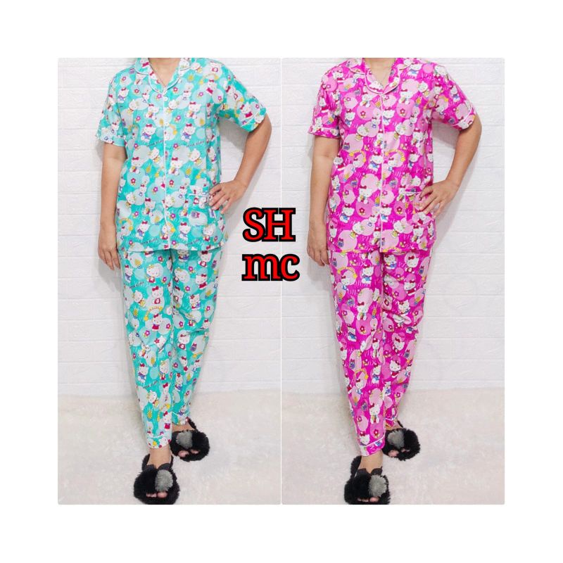 Baju Tidur Piyama Wanita Motif H kitty Pajamas Katun  / Baju Tidur setelan Wanita kATUN CP JUmbo Terbaru Bigsize Kekiniaan