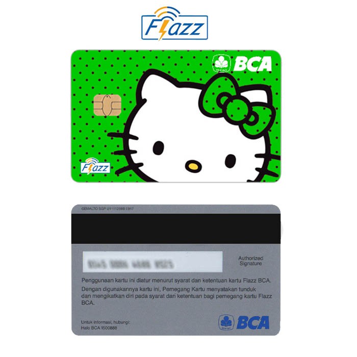 Green Hello Kitty Kartu E-Money Flazz BCA Gen 2 NFC Custom Card