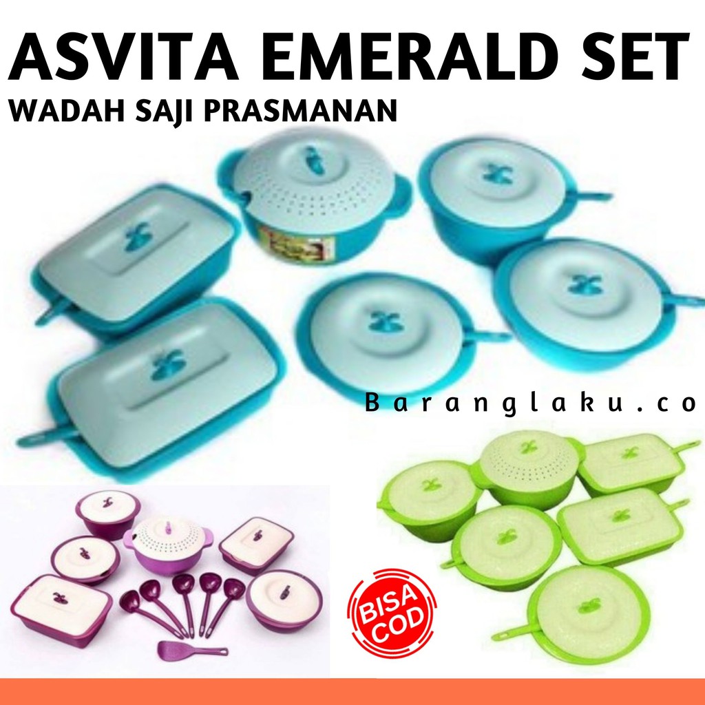 ASVITA EMERALD FAMILY SET PRASMANAN / PAKET WADAH SAJI ASVITA MURAH ERN-115ST