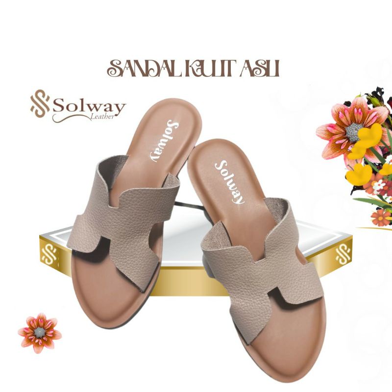 sandal kulit asli wanita model kekinian trendy SW0095.