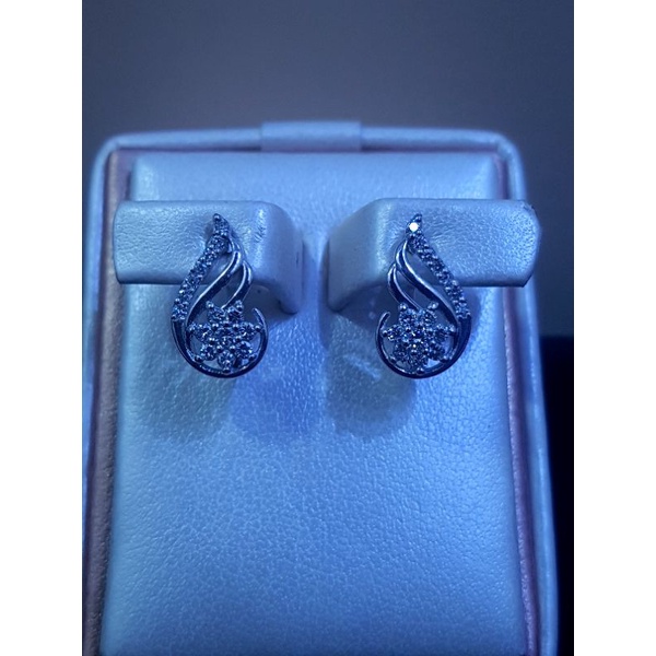 Anting emas putih 700 Berlian Eropa