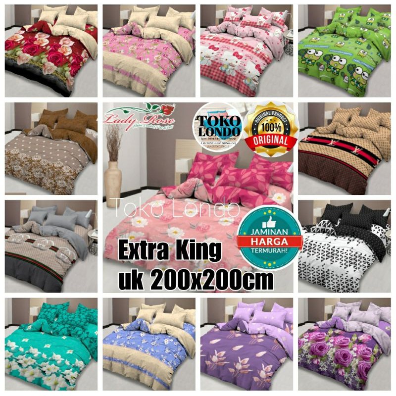 Sprei LADY ROSE Extra King Size uk 200x200 cm Flower Abstrak Modern Minimalis Alodia Banda Delia Janet Malva Nadya Ocha Okta Shinta Luxio Blend Furla Michelle Parisian Matrix Luxio Arco Alex Celine Peter Regan William Felix Hindia Matrix Michelle Pikka