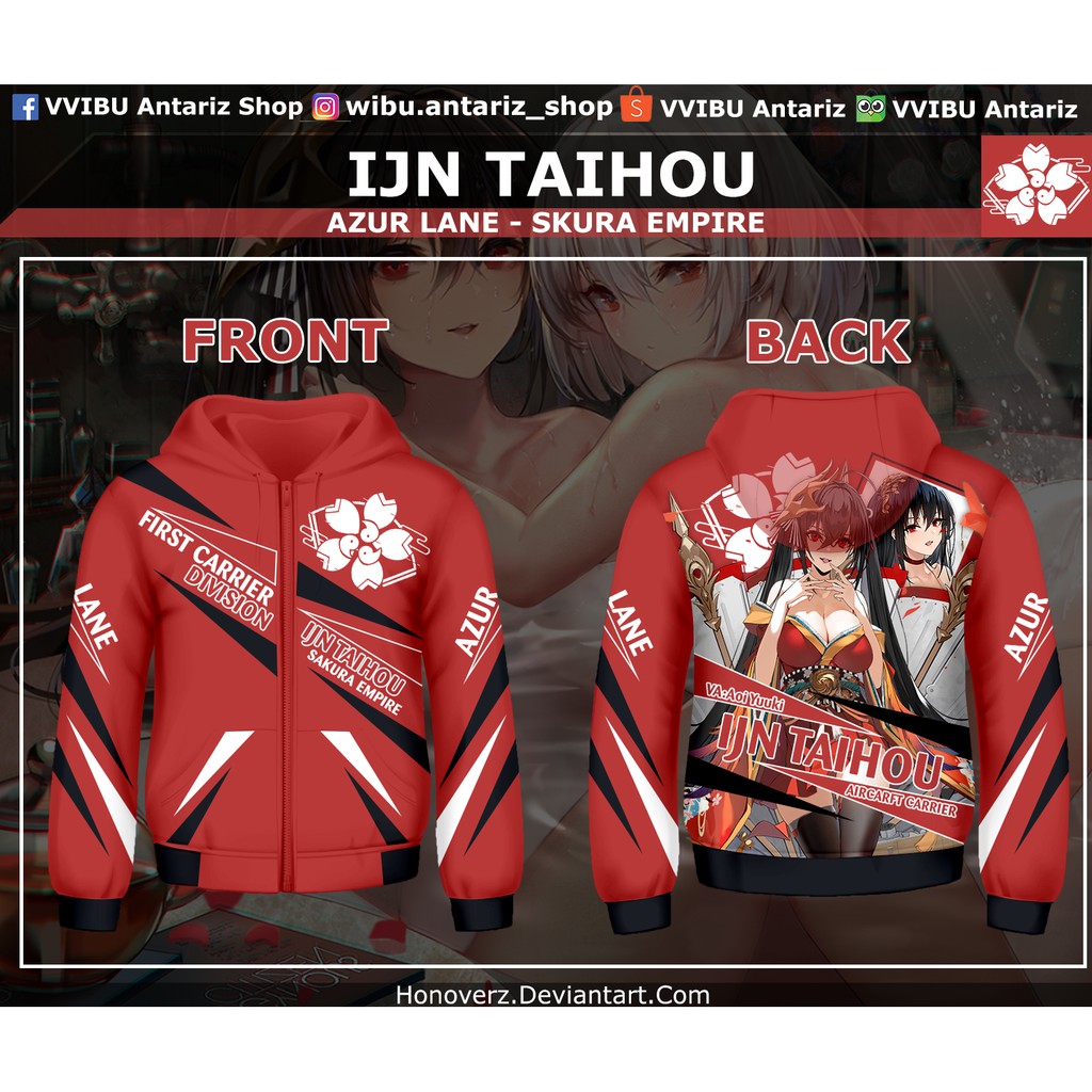 Jaket Hoodie Fullprint Anime Azur Lane IJN Taihou