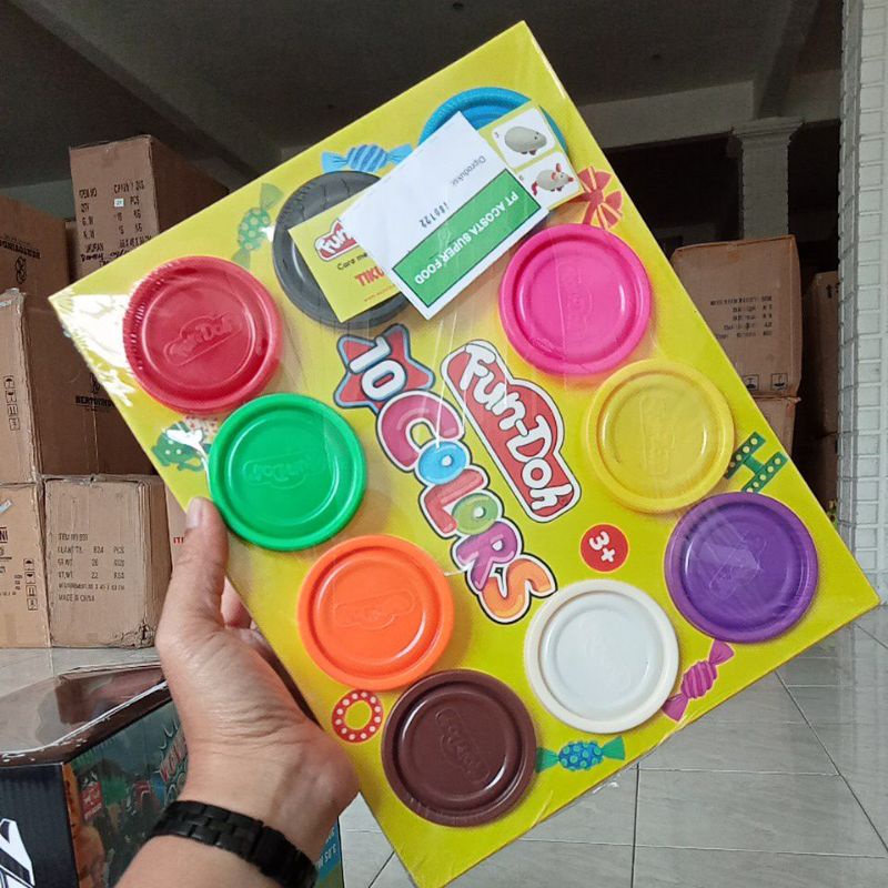 28004 - Mainan Malam Plastisin Fundoh 10 Colors Fun-Doh isi 10 cup Warna