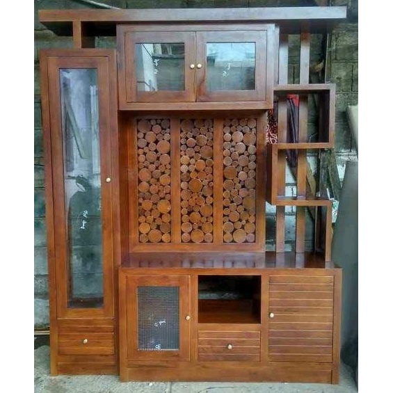 Lemari Pajangan / Bufet Dari Kayu Jati Model Partisi 4