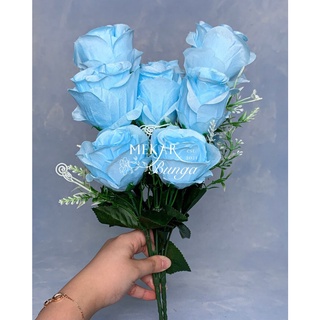 Image of Bunga Artifisial Classic Rose Curl x5 Dekorasi Bunga Pelaminan Hantaran Buket Bunga XK 15