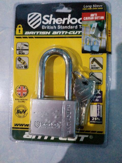 Sherlock Elliot Domestic Gembok Perisai Baja ( 53 Mm Panjang ) Silver