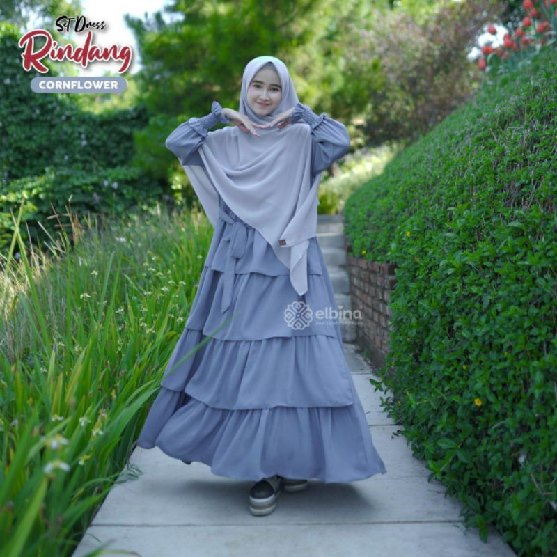 SET DRESS RINDANG ELBINA - GAMIS MURAH & SYARI -DRESS MURAH & CASUAL ELBINA HIJAB OFFICIAL