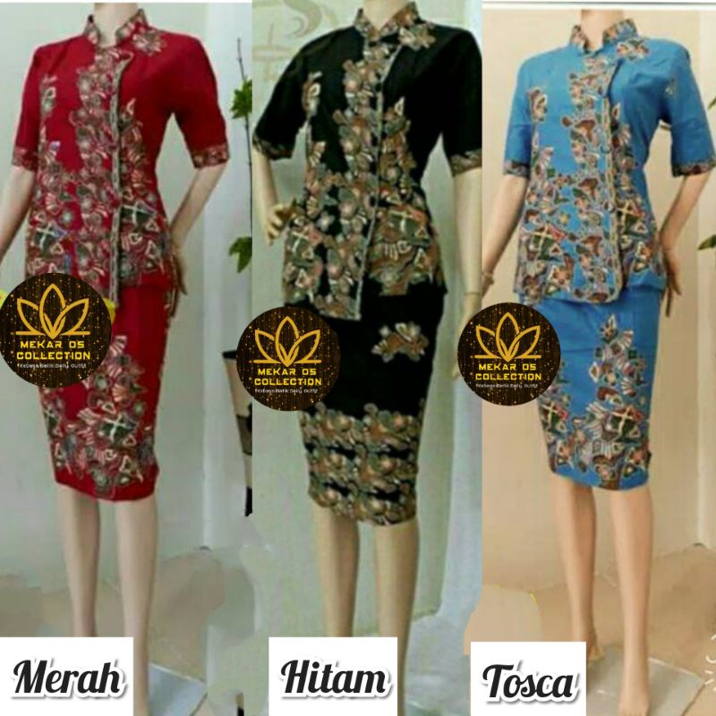 ROK DAN BLUS BATIK PRAMUGARI JENIFER KERANG PENDEK