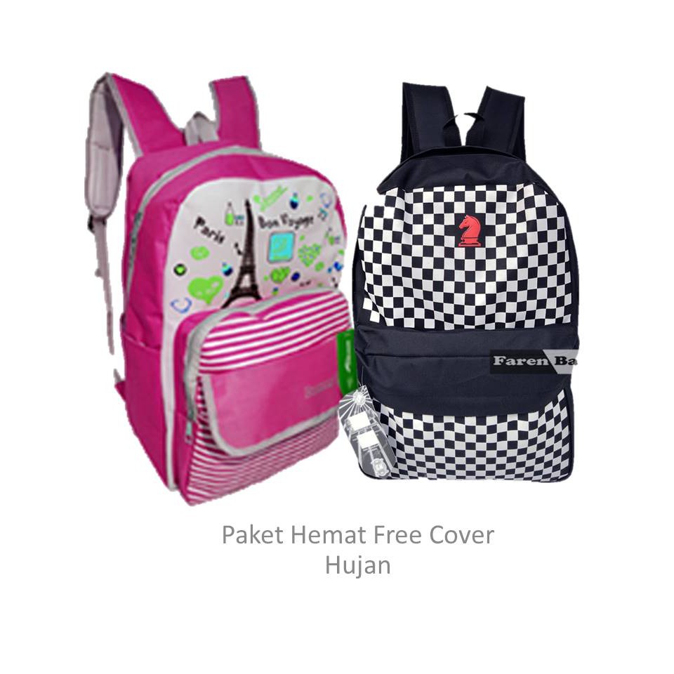 Paket Tas Sekolah Cewek &amp; Cowok Free Cover Hujan