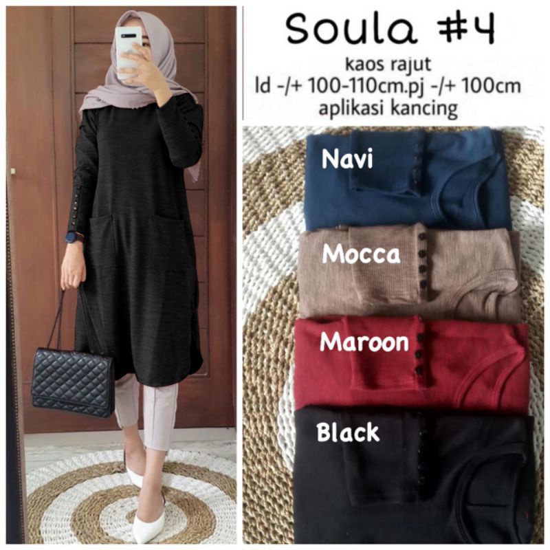 Soula Tunik / Solia Tunik - Tunik Kaos Rajut Premium / LD100 Melar / Soula 5 / soula 4 / R.3 - 251-6022