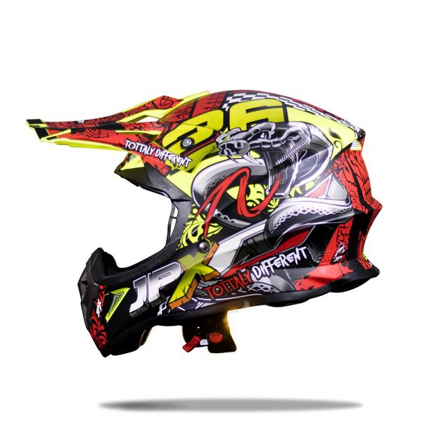 Helm cross jpx ular sanca Warna Kuning merah