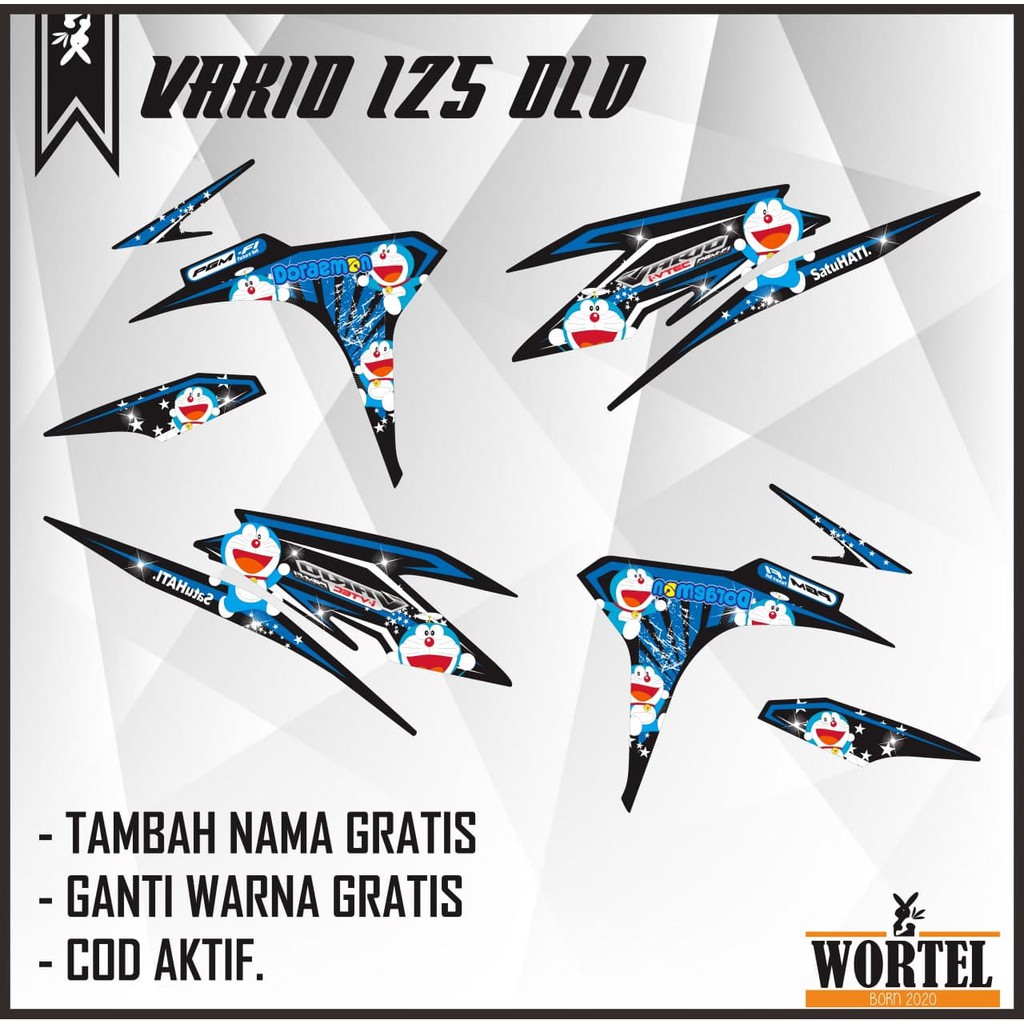 Striping Stiker Lis Decal Motor Vario Techno 125 Doraemon (Tahun 2012/2013/2014/2015/Vario 125 Old)