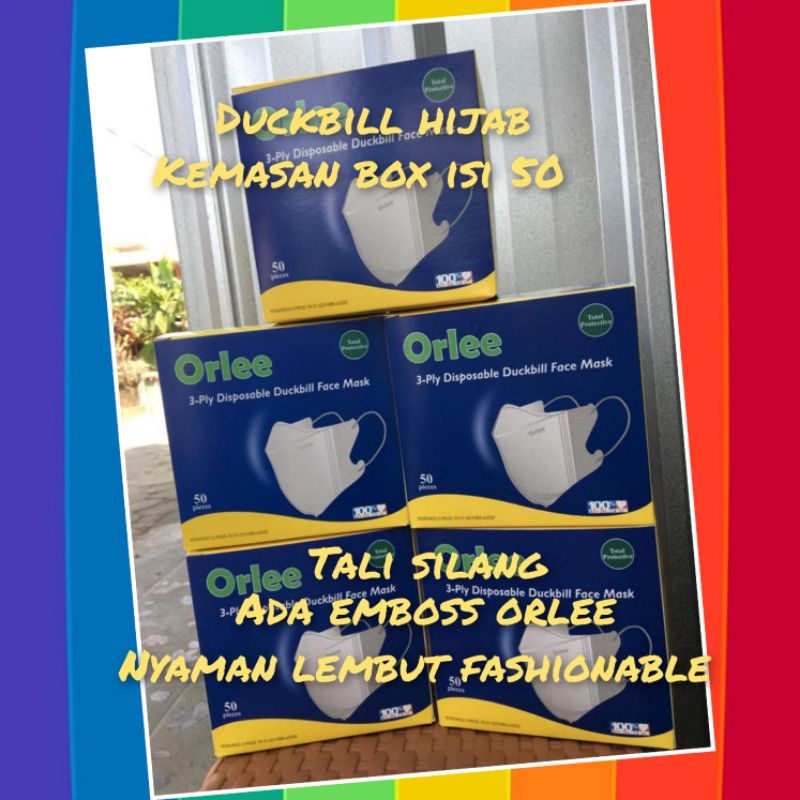 Masker Duckbill box Orlee 3ply HIJAB isi 50