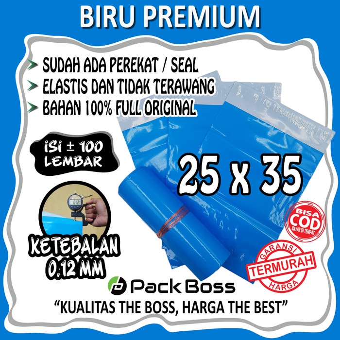 

Cantik Premium * Biru 25X35 (+/-100 Lembar) Polymailer Plastik Packing Online Sale!!!