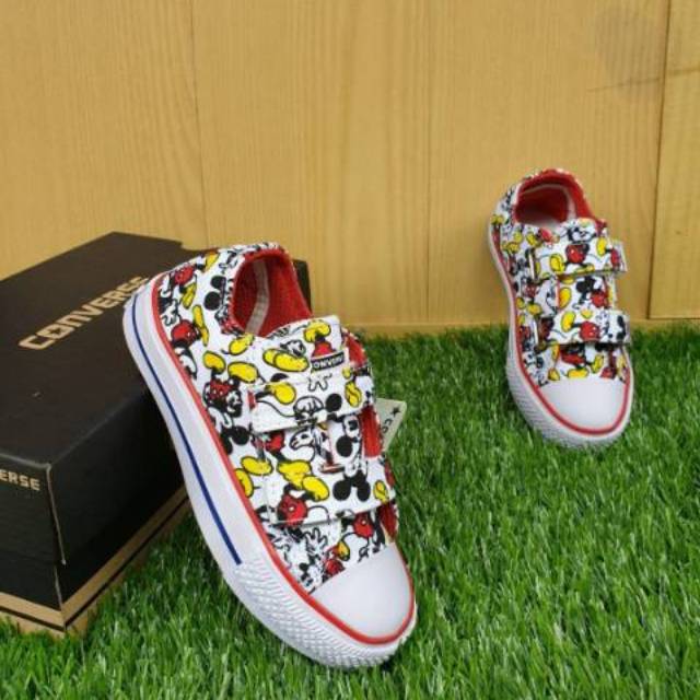  SEPATU  ANAK Lucu CONVERSE  MOTIF KARTUN  MICKEY MOUSE PENDEK 