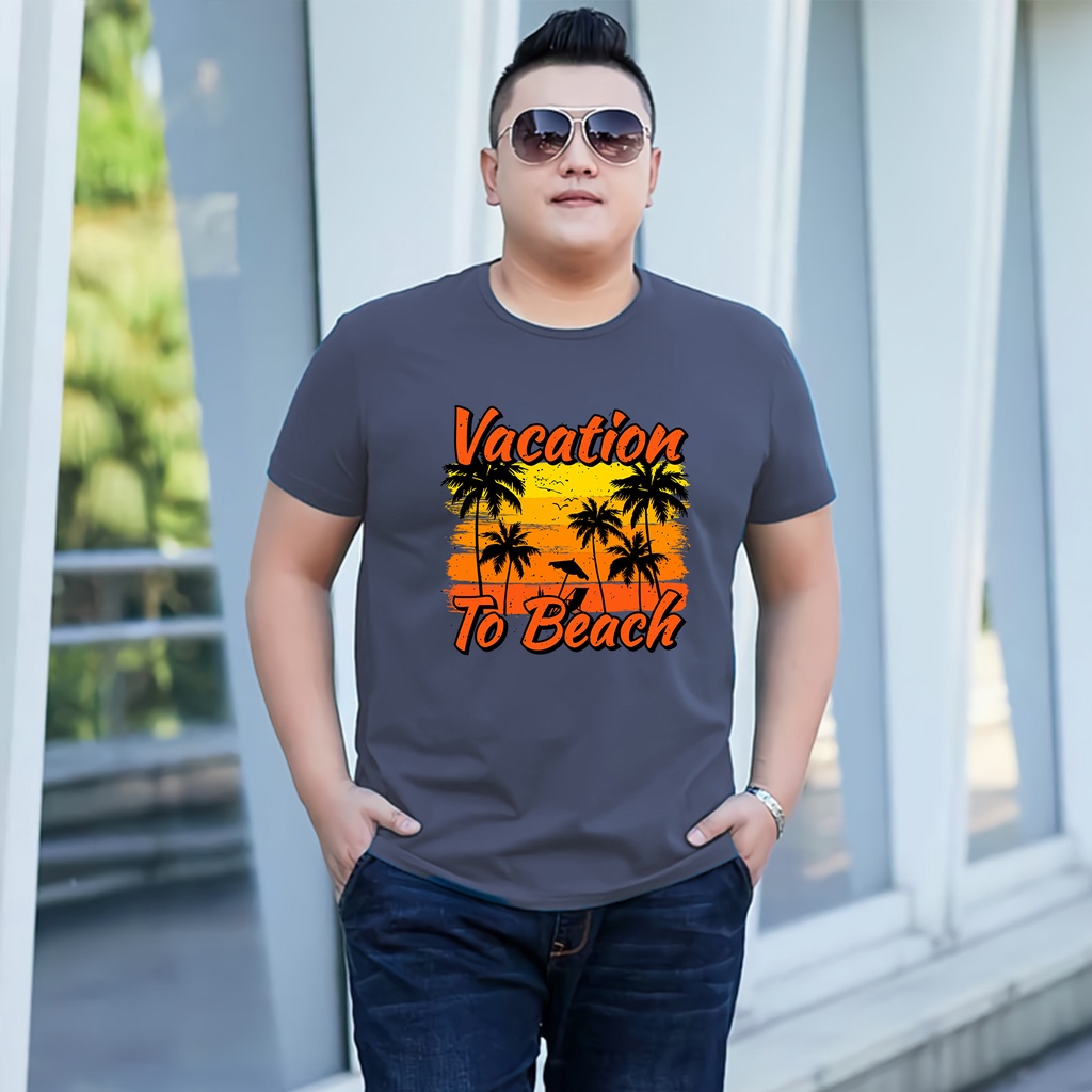 Baju Kaos Pria Jumbo Vacation Tshirt Bigsize XL XXL Distro DTF