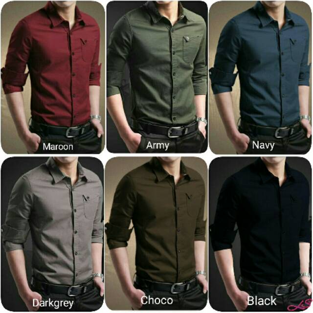 Miller XL kemeja hem lengan panjang slimfit stretch pria Miller XL kemeja hem lengan panjang slimfit stretch pria