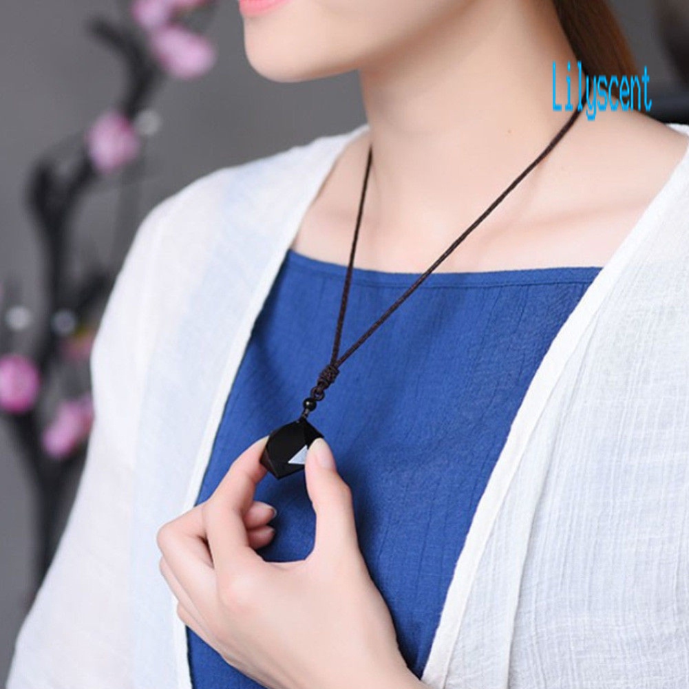 Kalung Rantai Liontin Hexagram Obsidian Tiruan Untuk Wanita