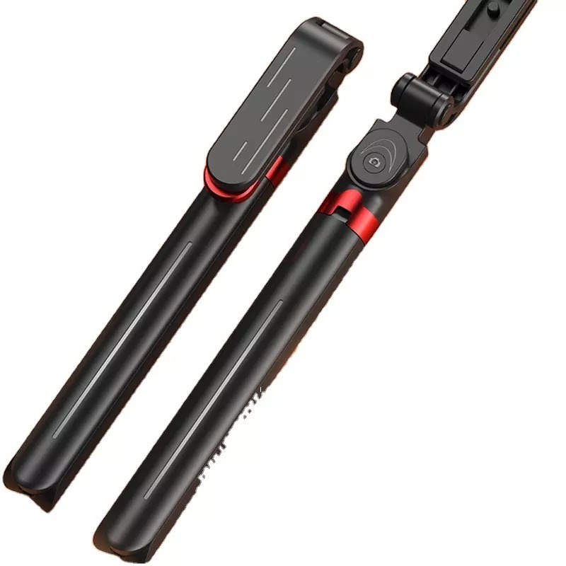 Tongsis Tripod Original P100 1.8 Meter Aluminium Alloy Black plus lighting View 2 LED Bluetooth