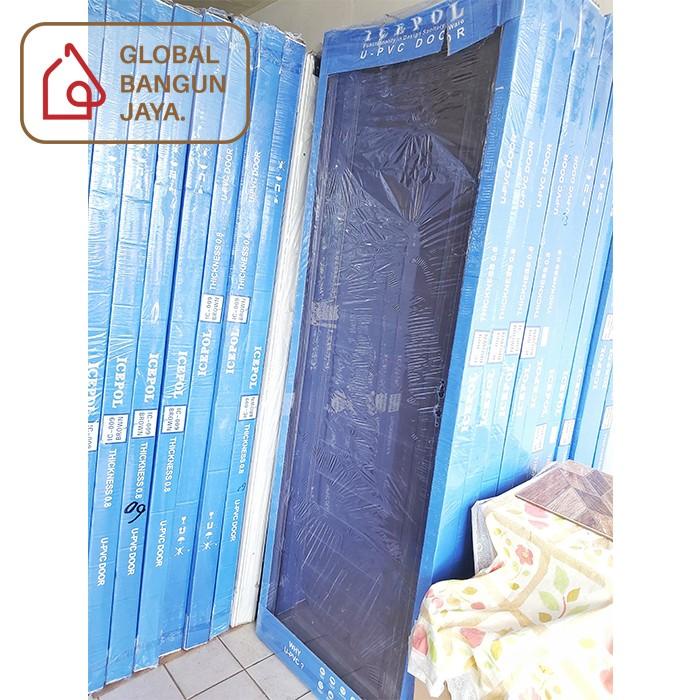 Pintu Upvc Coklat Polos Icepol 200 X 70 Kamar Mandi + Kusen + Handle