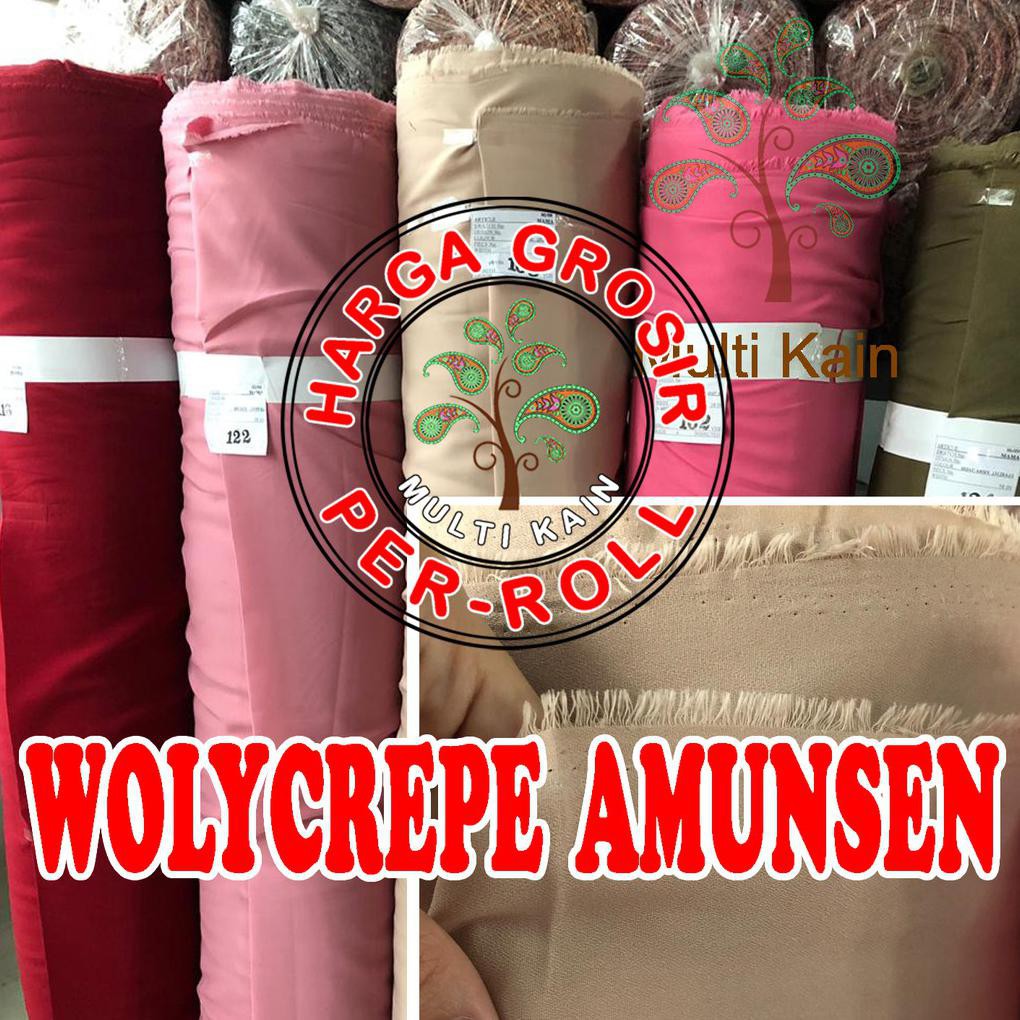 Kain Bahan Wolicrepe Wollycrepe Amunsen Grosir 1 Roll 100 yard murah