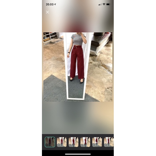 by adm + Celana Kulot Highwaist Tied Ikat Belt Cullote Korean Cullotes Pants GU by Uniqlo