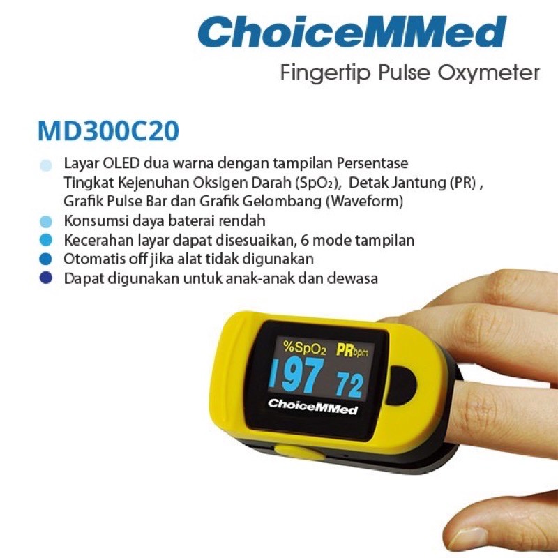 Oximeter ChoiceMMed MD300C20/Pulse Oxymetri/Saturasi Oksigen