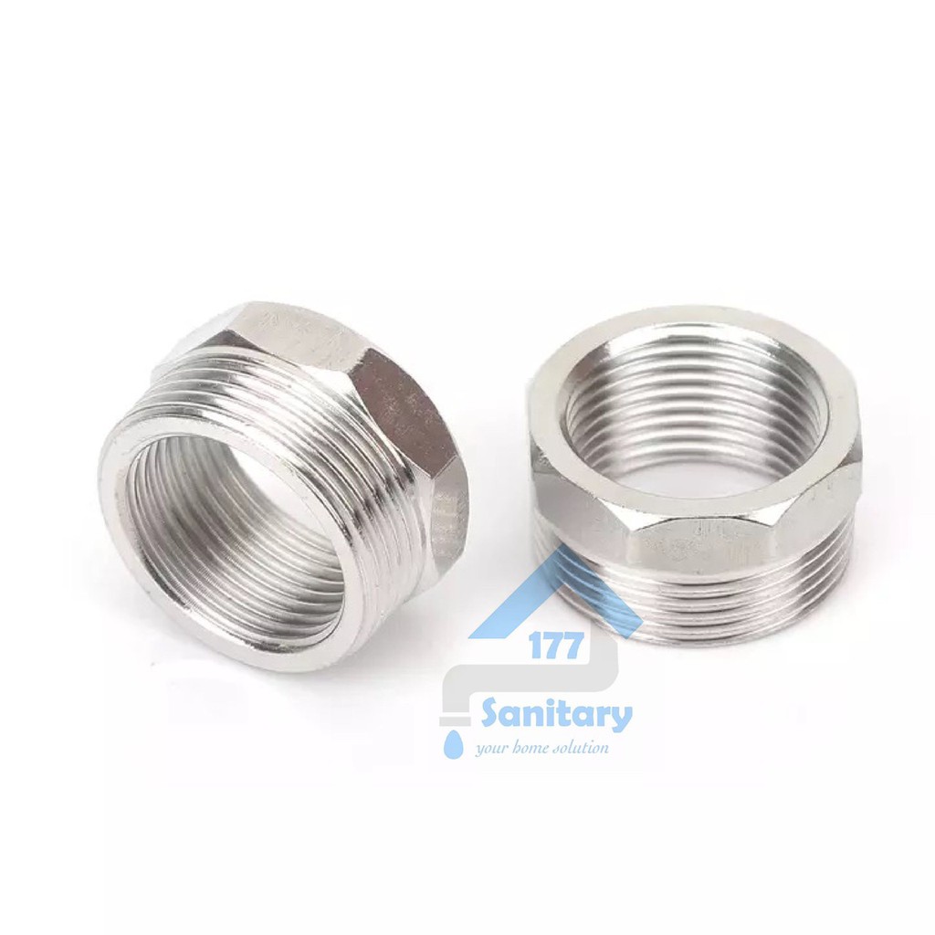 Sokran stainless 3/4 ke 1/2 inch sock kran S03-sambungan kran pipa fitting vokring fitting pipa pipe nepel plok sok/X9