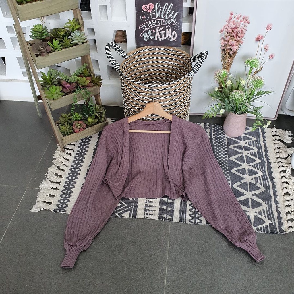 Cardigan Bolero Jalur besar Crop Cardie Rajut Fashion Ala Wanita Korea