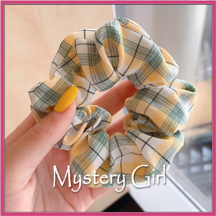 Mysterygirl - Jepit Ikat Rambut Jepitan Hair Ties Jedair Ponytail Model Bunga Daisy Bahan Satin Karet Elastis Gaya Korea Untuk Wanita/scrunchie