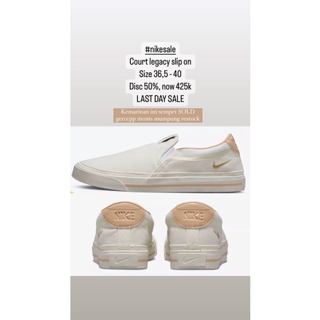 #nikesale nike court legacy slip on size 37,5 plus admin shopee an dhe ajeng