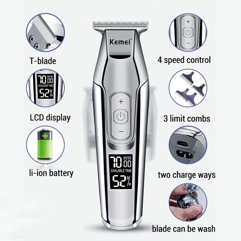 KEMEI KM 5027 Mesin Cukur Rambut - Hair Clipper Detailer Electric LCD Display KM-5027