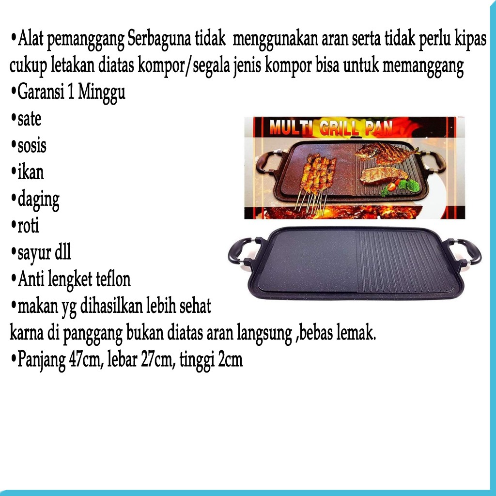 Grill Pan Pemanggang Roti Daging Bbq Ikan Panggangan Sosis Peralatan Masak Serbaguna-1