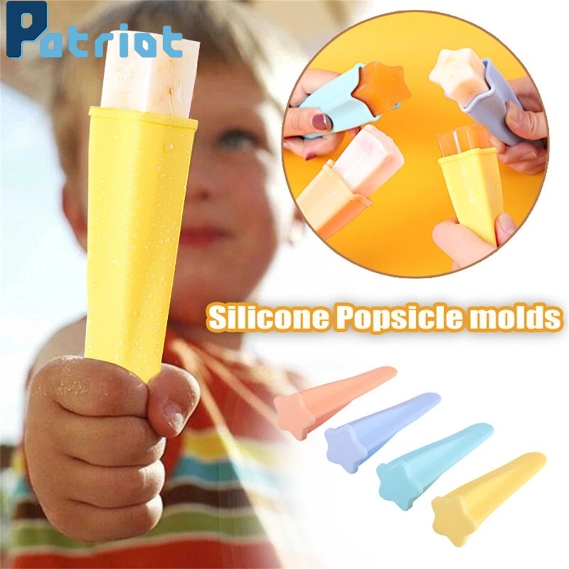 4PCS Creative Food Grade Children's Silicone Star Shaped Popsicle Molds For Healthy Snacks, Yogurt Sticks, Juice &amp; Fruit Smoothies