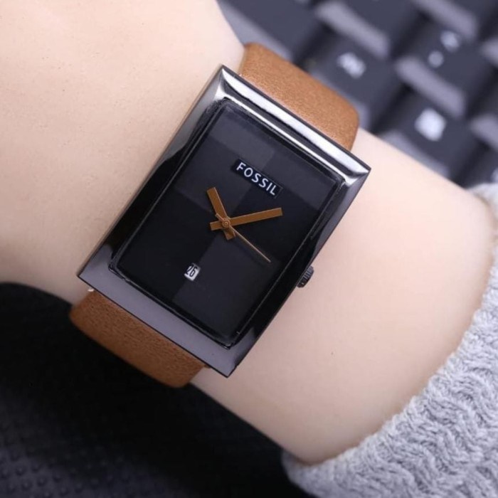 JAM TANGAN WANITA FOSSIL KULIT PREMIUM - coklat muda