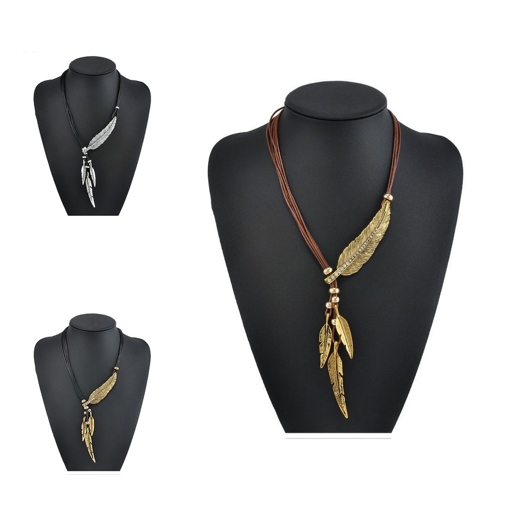 Crystal Statement Bib Fashion Chunky Tassels Leaf Pendant Chain Choker Necklace