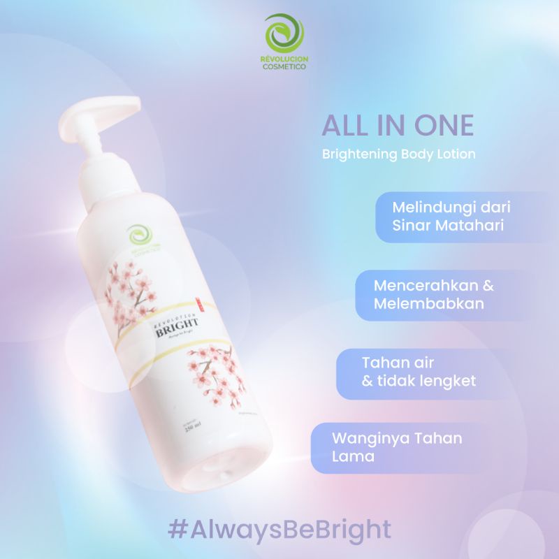 revolution bright body lotion whitening. bpom 100% aman