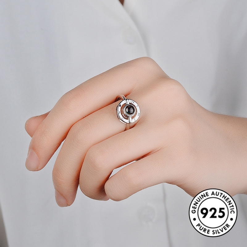 Cincin Sterling Silver 925 Elegan Dengan Berlian Bulat Untuk Wanita