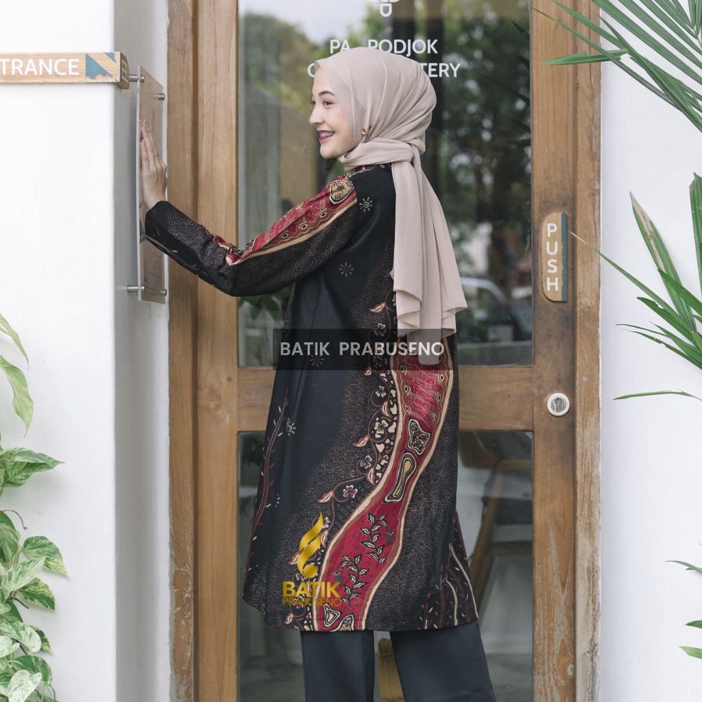 Atasan Tradisional Batik Prabuseno Original Motif GUSTI  Mewah Tunik Batik Wanita Lengan Panjang Model kekinian stylish dan elegan cocok buat kerja ngantor dan kondangan.