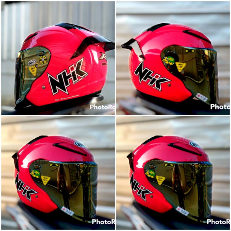 HELM NHK R6 PAKET GANTENG VENOM VISOR WITH SPOILER +STIKER-Pink magenta