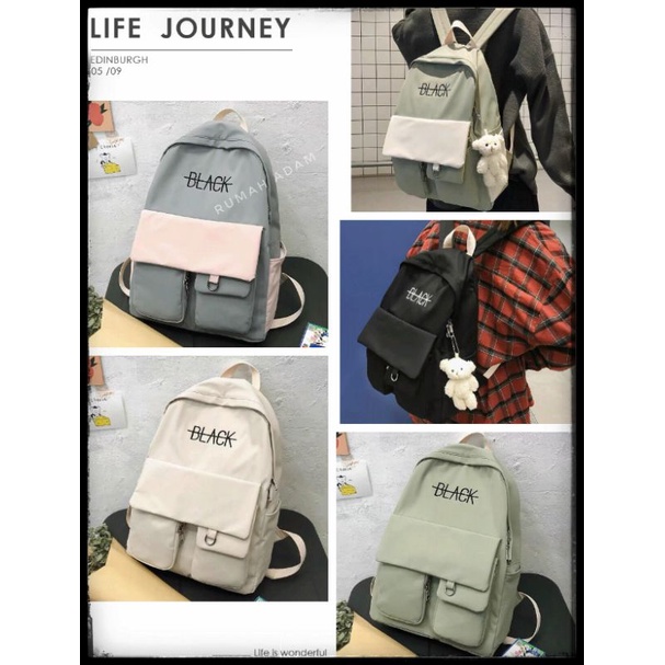 TAS RANSEL AIDA-TAS BLACK-TAS KOREAN STYLE-TAS SEKOLAH-RANSEL SEKOLAH-MORYMONY