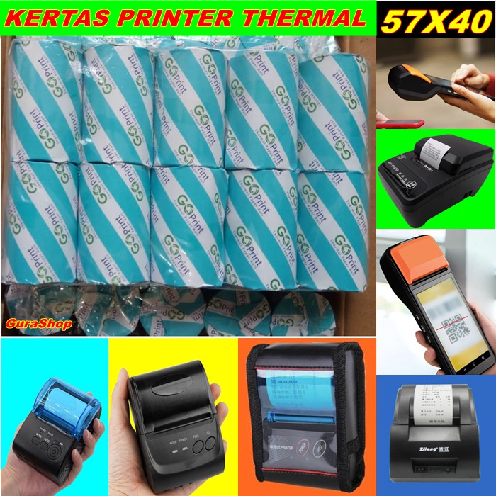 Kertas Kasir 57 X 40 MM Goprint Coreless Struk Bluetooth Thermal EDC