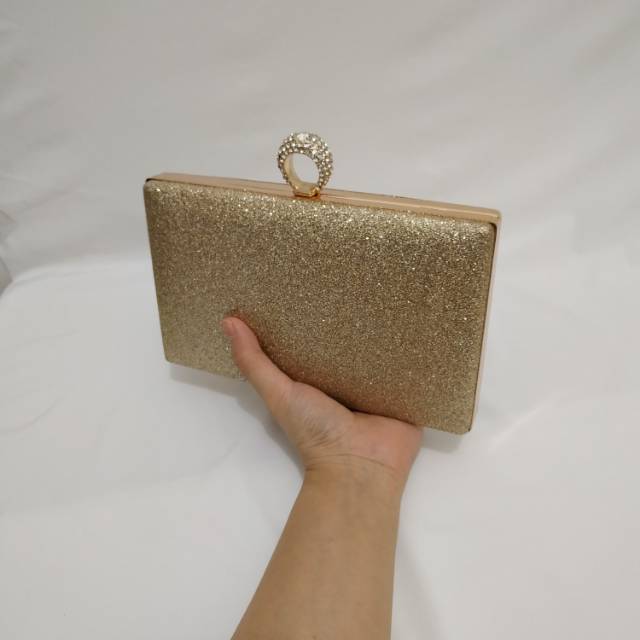Tas pesta clutch wanita import glitter 37835
