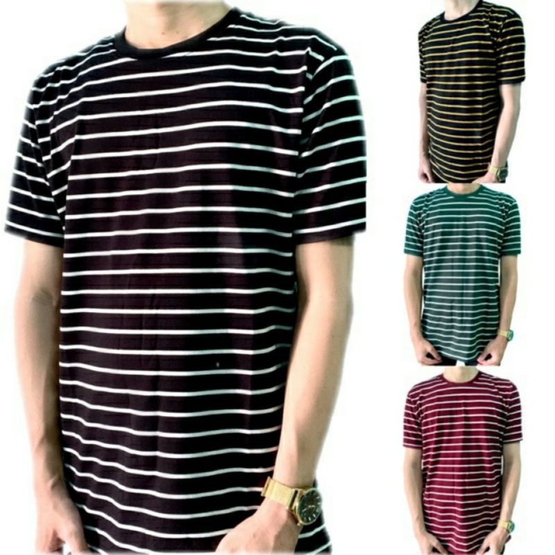 KAOS STRIPE SALUR BELANG GARIS GARIS PRIA WANITA UNISEX