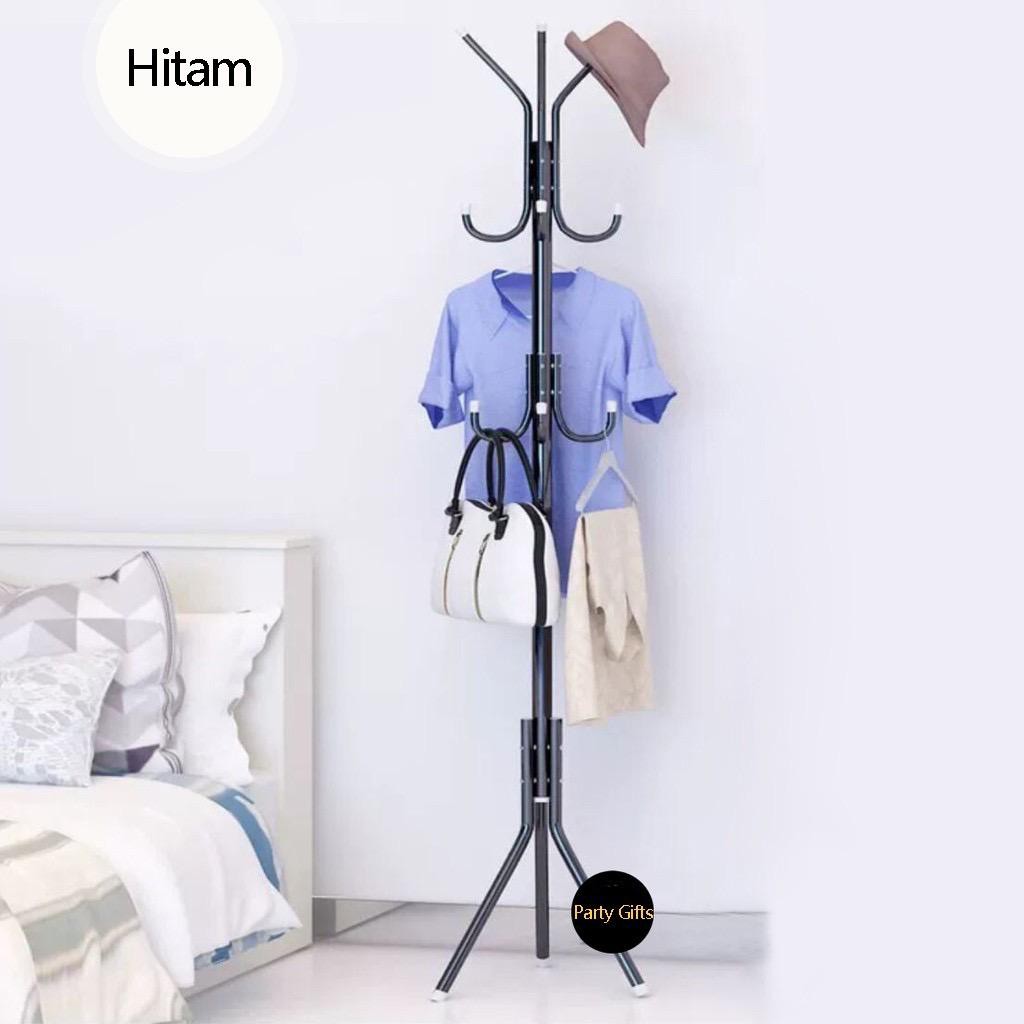 Stand Hanger Coat Rack / Gantungan Baju Jaket Topi 9 Kait / Standing Hanger Gantungan Berdiri Untuk Tas Dasi Payung Mantel Minimalis Aesthetic Serbaguna Stainless Steel Anti Karat Kokoh